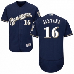 Mens Majestic Milwaukee Brewers 16 Domingo Santana White Alternate Flex Base Authentic Collection MLB Jersey