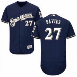 Mens Majestic Milwaukee Brewers 27 Zach Davies White Alternate Flex Base Authentic Collection MLB Jersey