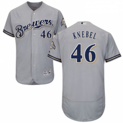 Mens Majestic Milwaukee Brewers 46 Corey Knebel Grey Flexbase Authentic Collection MLB Jersey