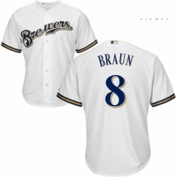 Mens Majestic Milwaukee Brewers 8 Ryan Braun Replica White Home Cool Base MLB Jersey