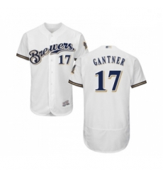 Mens Milwaukee Brewers 17 Jim Gantner White Alternate Flex Base Authentic Collection Baseball Jersey