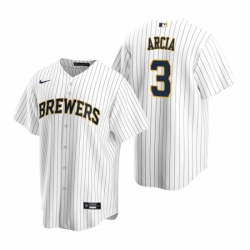 Mens Nike Milwaukee Brewers 3 Orlando Arcia White Alternate Stitched Baseball Jerse