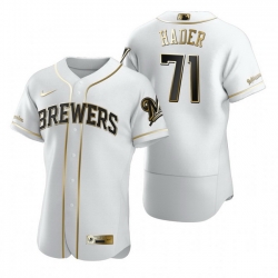 Milwaukee Brewers 71 Josh Hader White Nike Mens Authentic Golden Edition MLB Jersey