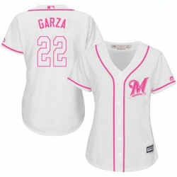 Womens Majestic Milwaukee Brewers 22 Matt Garza Authentic White Fashion Cool Base MLB Jersey