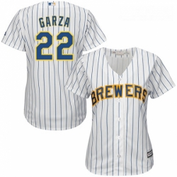 Womens Majestic Milwaukee Brewers 22 Matt Garza Replica White Alternate Cool Base MLB Jersey