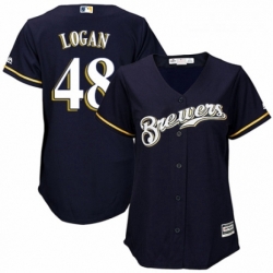 Womens Majestic Milwaukee Brewers 48 Boone Logan Replica White Alternate Cool Base MLB Jersey 