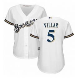 Womens Majestic Milwaukee Brewers 5 Jonathan Villar Authentic White Home Cool Base MLB Jersey