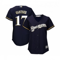 Womens Milwaukee Brewers 17 Jim Gantner Replica Navy Blue Alternate Cool Base Baseball Jersey 