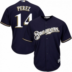 Youth Majestic Milwaukee Brewers 14 Hernan Perez Replica White Alternate Cool Base MLB Jersey 