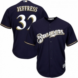 Youth Majestic Milwaukee Brewers 32 Jeremy Jeffress Replica Navy Blue Alternate Cool Base MLB Jersey 