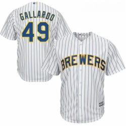 Youth Majestic Milwaukee Brewers 49 Yovani Gallardo Authentic White Alternate Cool Base MLB Jersey 