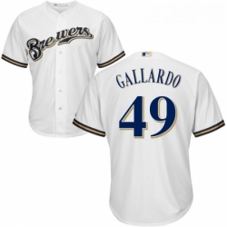 Youth Majestic Milwaukee Brewers 49 Yovani Gallardo Authentic White Home Cool Base MLB Jersey 