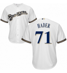 Youth Majestic Milwaukee Brewers 71 Josh Hader Replica Navy Blue Alternate Cool Base MLB Jersey 