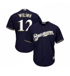 Youth Milwaukee Brewers 12 Alex Wilson Replica Navy Blue Alternate Cool Base Baseball Jersey 