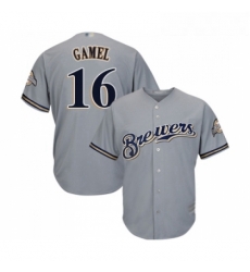 Youth Milwaukee Brewers 16 Ben Gamel Replica Grey Road Cool Base Baseball Jersey 