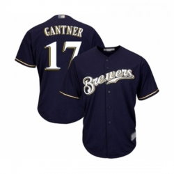 Youth Milwaukee Brewers 17 Jim Gantner Replica Navy Blue Alternate Cool Base Baseball Jersey 