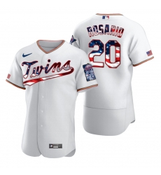 Men Minnesota Twins 20 Eddie Rosario Men Nike White Fluttering USA Flag Limited Edition Flex Base MLB Jersey