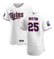 Men Minnesota Twins 25 Byron Buxton Men Nike White Home 2020 60th Season Flex Base Team MLB Jersey