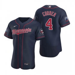 Men Minnesota Twins 4 Carlos Correa Navy Flex Base Stitched jersey