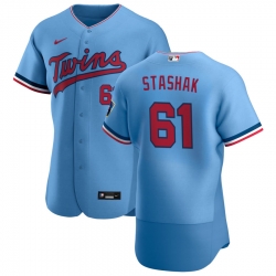 Men Minnesota Twins 61 Cody Stashak Men Nike Light Blue Alternate 2020 Flex Base Team MLB Jersey