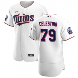 Men Minnesota Twins 79 Gilberto Celestino Men Nike White Home 2020 60th Season Flex Base Team MLB Jersey