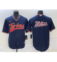 Men Minnesota Twins Navy Team Big Logo Cool Base Stitched Jersey