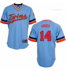 Mens Majestic Minnesota Twins 14 Kent Hrbek Replica Light Blue Cooperstown Throwback MLB Jersey