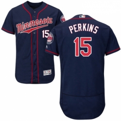 Mens Majestic Minnesota Twins 15 Glen Perkins Authentic Navy Blue Alternate Flex Base Authentic Collection MLB Jersey