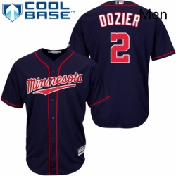 Mens Majestic Minnesota Twins 2 Brian Dozier Replica Navy Blue Alternate Road Cool Base MLB Jersey