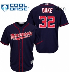 Mens Majestic Minnesota Twins 32 Zach Duke Replica Navy Blue Alternate Road Cool Base MLB Jersey 