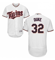 Mens Majestic Minnesota Twins 32 Zach Duke White Home Flex Base Authentic Collection MLB Jersey