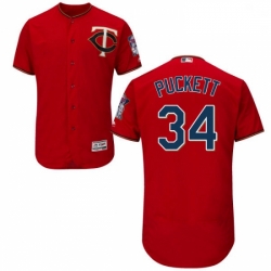 Mens Majestic Minnesota Twins 34 Kirby Puckett Authentic Scarlet Alternate Flex Base Authentic Collection MLB Jersey