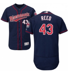 Mens Majestic Minnesota Twins 43 Addison Reed Navy Blue Alternate Flex Base Authentic Collection MLB Jersey