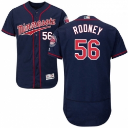 Mens Majestic Minnesota Twins 56 Fernando Rodney Navy Blue Alternate Flex Base Authentic Collection MLB Jersey