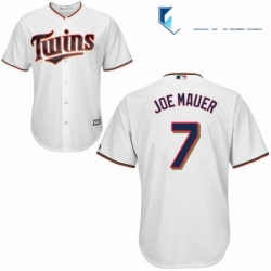 Mens Majestic Minnesota Twins 7 Joe Mauer Replica White Home Cool Base MLB Jersey