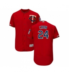 Mens Minnesota Twins 24 C J Cron Scarlet Alternate Flex Base Authentic Collection Baseball Jersey