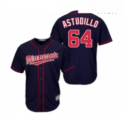 Mens Minnesota Twins 64 Willians Astudillo Replica Navy Blue Alternate Road Cool Base Baseball Jersey 