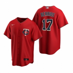 Mens Nike Minnesota Twins 17 Jose Berrios Red Alternate Stitched Baseball Jerse