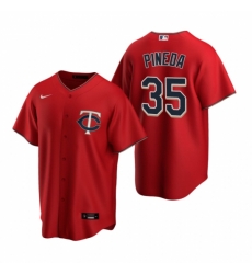 Mens Nike Minnesota Twins 35 Michael Pineda Red Alternate Stitched Baseball Jersey