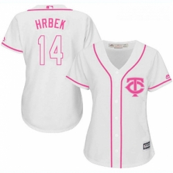 Womens Majestic Minnesota Twins 14 Kent Hrbek Replica White Fashion Cool Base MLB Jersey