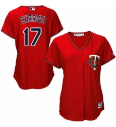 Womens Majestic Minnesota Twins 17 Jose Berrios Replica Scarlet Alternate Cool Base MLB Jersey