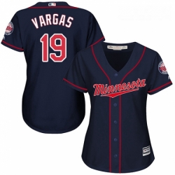 Womens Majestic Minnesota Twins 19 Kennys Vargas Authentic Navy Blue Alternate Road Cool Base MLB Jersey