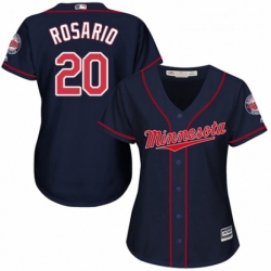 Womens Majestic Minnesota Twins 20 Eddie Rosario Authentic Navy Blue Alternate Road Cool Base MLB Jersey 