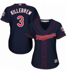 Womens Majestic Minnesota Twins 3 Harmon Killebrew Authentic Navy Blue Alternate Road Cool Base MLB Jersey