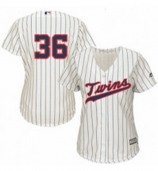 Womens Majestic Minnesota Twins 36 Robbie Grossman Authentic Cream Alternate Cool Base MLB Jersey 