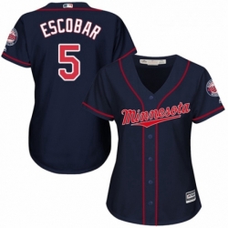 Womens Majestic Minnesota Twins 5 Eduardo Escobar Authentic Navy Blue Alternate Road Cool Base MLB Jersey 