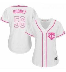 Womens Majestic Minnesota Twins 56 Fernando Rodney Replica White Fashion Cool Base MLB Jersey 