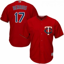 Youth Majestic Minnesota Twins 17 Jose Berrios Authentic Scarlet Alternate Cool Base MLB Jersey