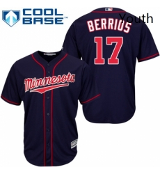 Youth Majestic Minnesota Twins 17 Jose Berrios Replica Navy Blue Alternate Road Cool Base MLB Jersey