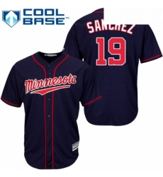 Youth Majestic Minnesota Twins 19 Anibal Sanchez Authentic Navy Blue Alternate Road Cool Base MLB Jersey 